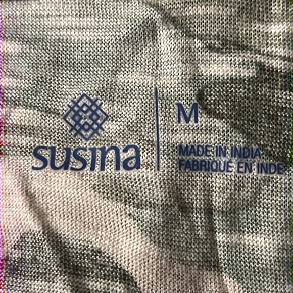 Susina Scoop Neck Slub T-Shirt In Olive Camo Size Medium - Picture 6 of 7